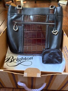 Brighton Sutherland Black and Brown Leather Bag